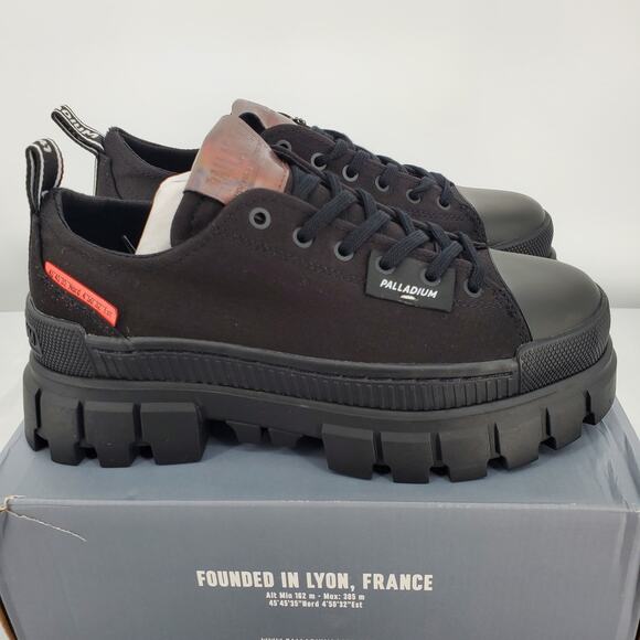 Palladium Womens 8 Revolt Lo TX Black/Black Platform Shoes 97243-010-M New - Picture 5 of 9